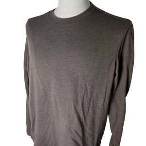 Banana Republic Mens L Taupe Long Sleeve Knit Shirt Cotton Blend Crewneck